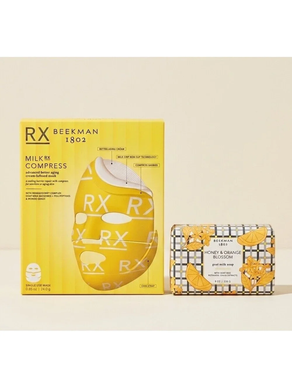 Beekman 1802 [Honey Orange Blossom] Goat Milk Soap + Milk RX Compress Mask New